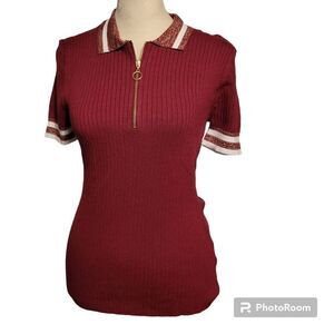 Candie's Quarter Zip Maroon Juniors Sweater Size Medium